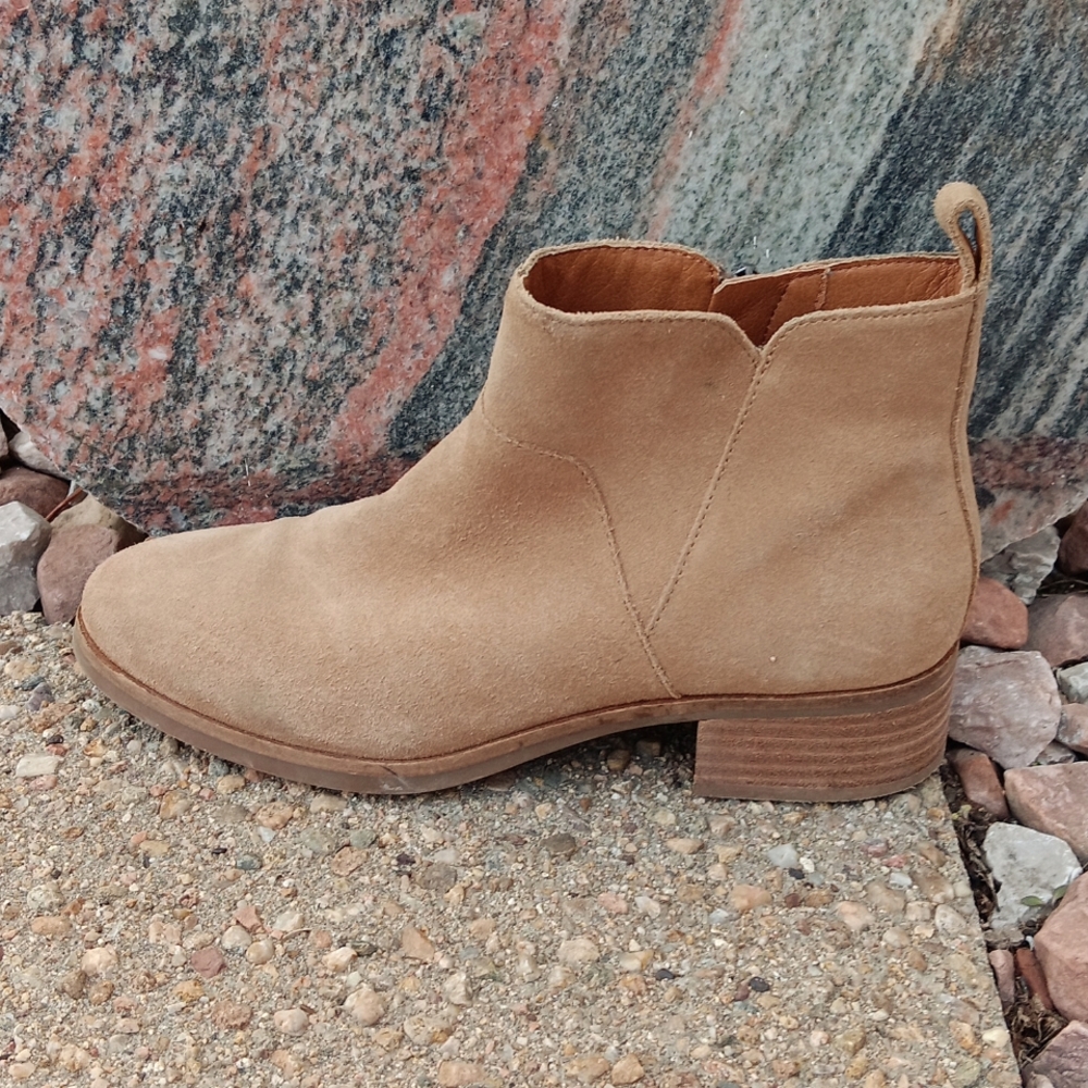Lucky Brand Prenma tan suede leather booties women's ankle boots sz 8 - Picture 8 of 9